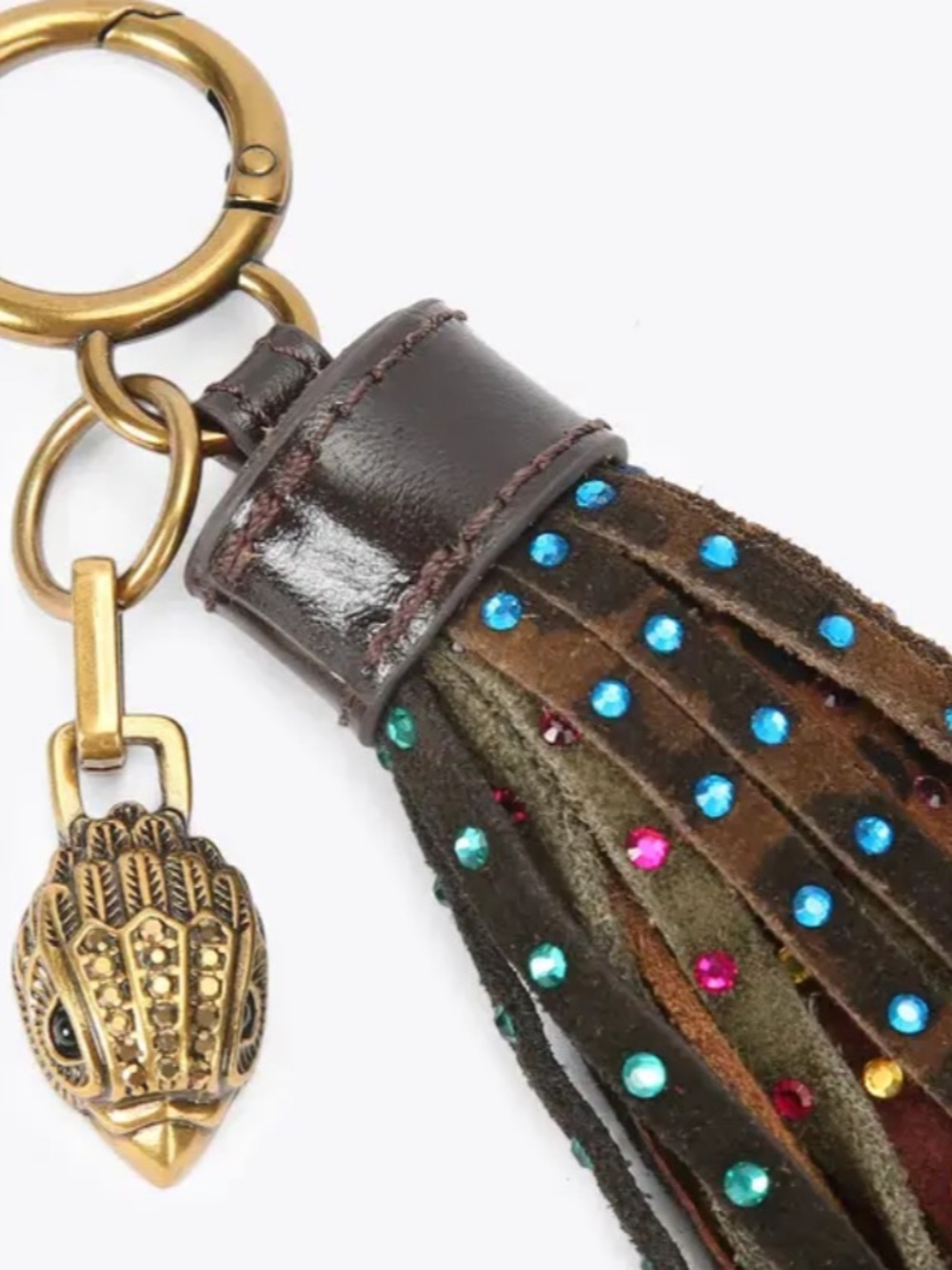Kurt Geiger tassel Crystal suede bag charm keychain key ring - Picture 4 of 6
